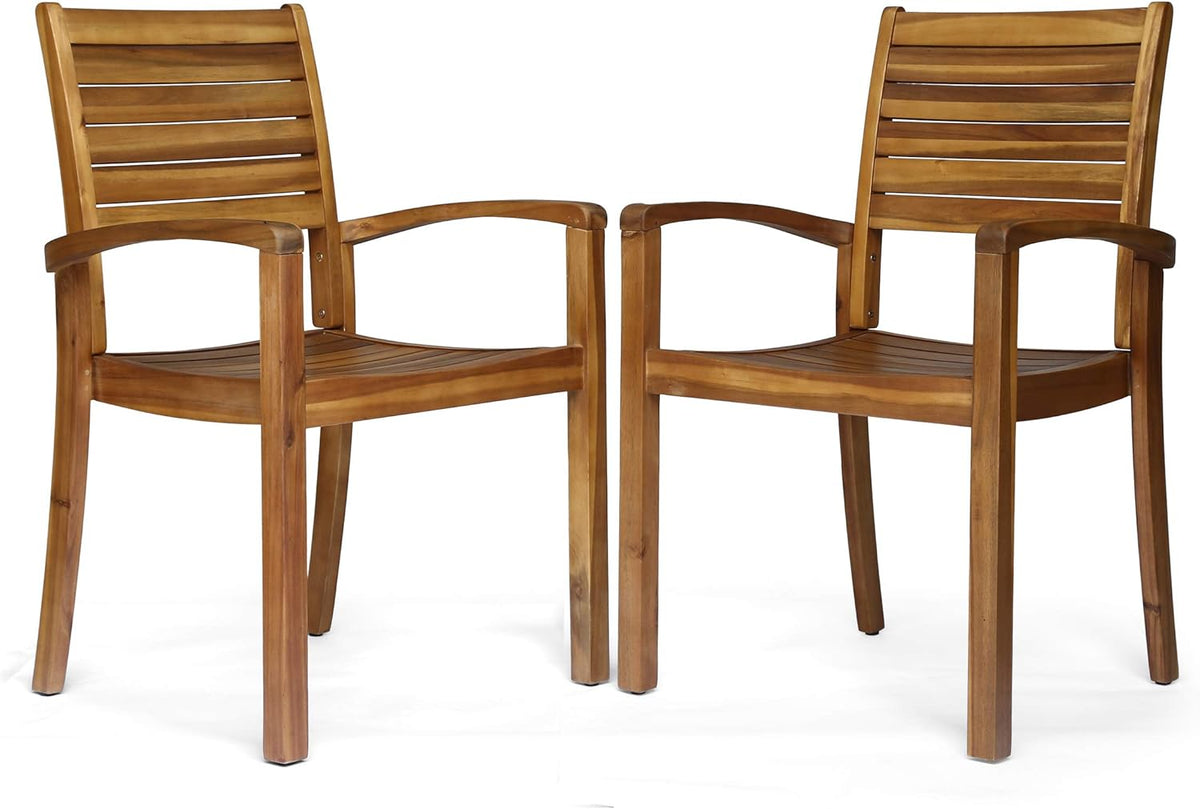 Acacia Wood Outdoor Dining Chairs Set of 2 X234278