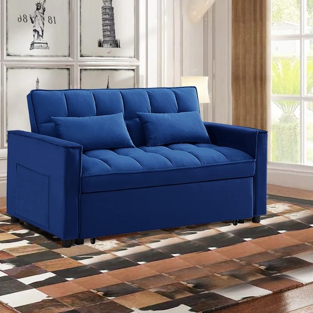 55" Width Convertible Loveseat Sleeper Sofa Grey Z321