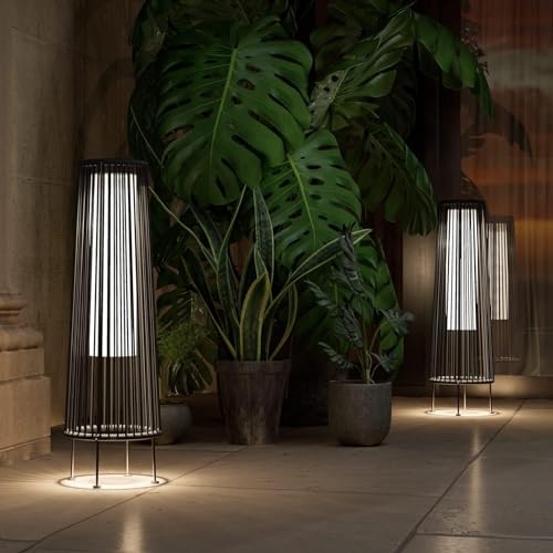 Light Brown Wicker Solar Patio Lamp 2-Pack K308