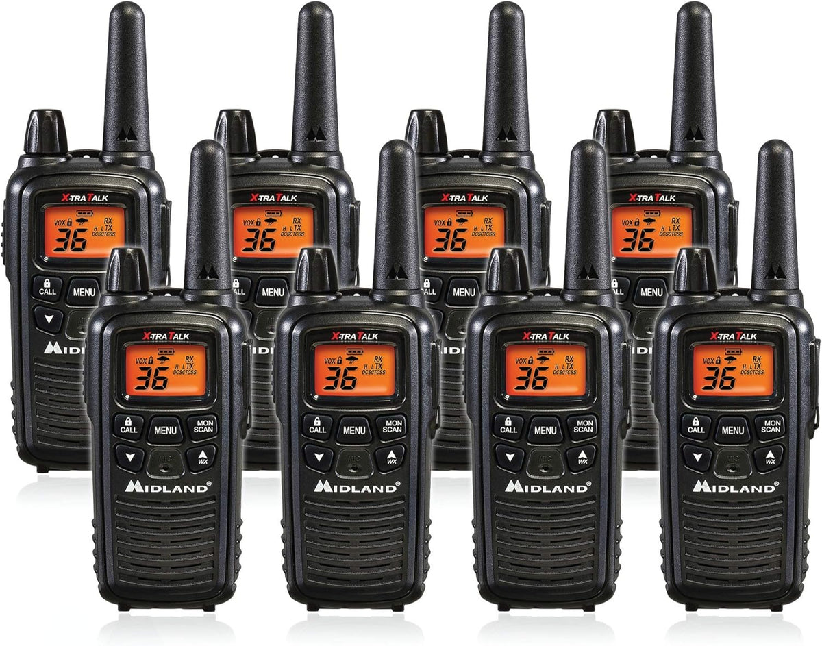 36 Channel FRS Two-Way Radio Walkie Talkie Black 8 Pack O56671