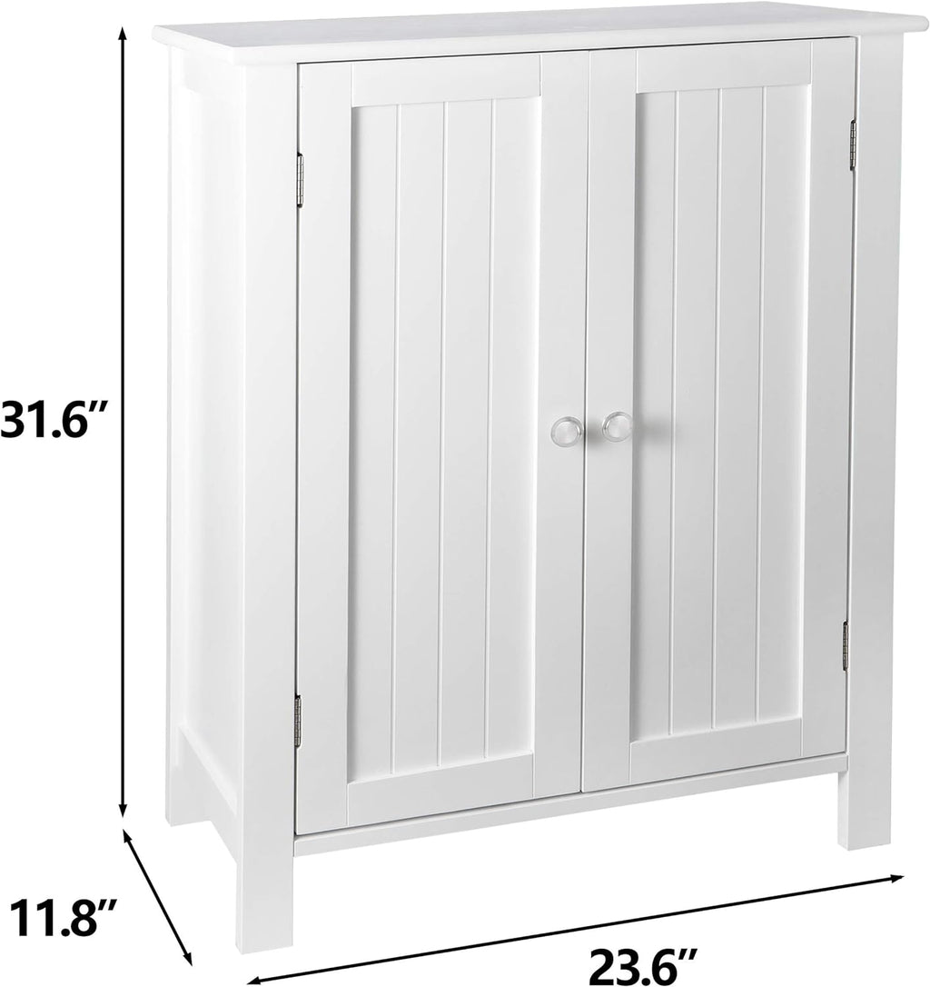 Bathroom Floor Storage Cabinet with Adjustable Shelf and Double Door O8496