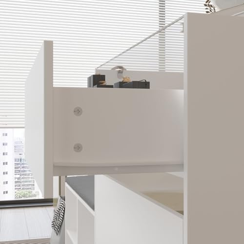 White Glass Armoire Wardrobe with 9 Drawers Q878282