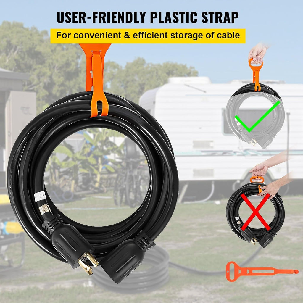 50Ft 30 Amp 4 Wire 10 Gauge 125V 250V Twist Lock Connectors Generator Extension Cord U4945