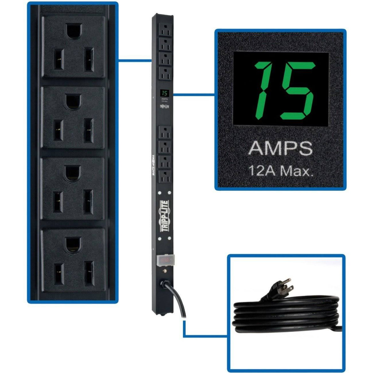 Vertical Metered 120V 15A 8 Outlet Rackmount PDU H717