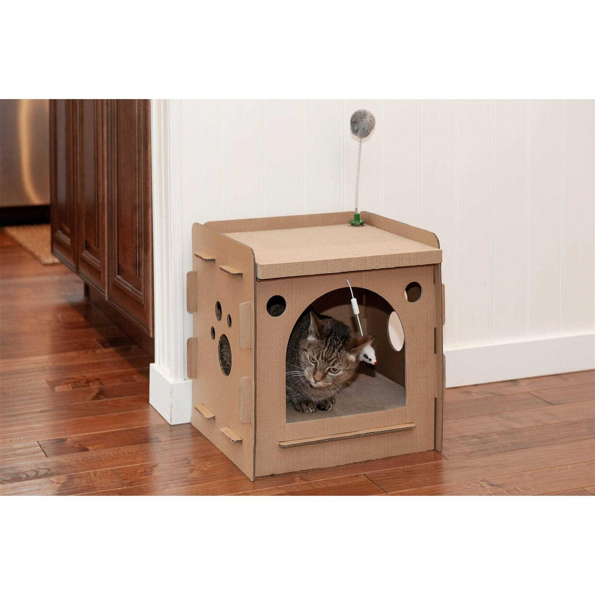 Corrugated Cat Scratcher House with Catnip G2677