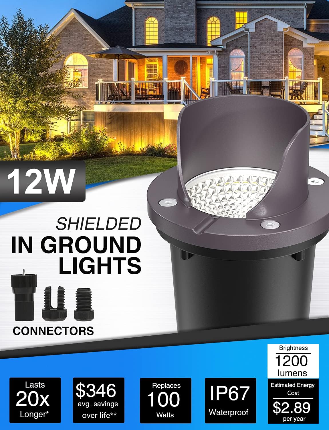 12 Pack Low Voltage LED Landscape Lights Warm White E4675