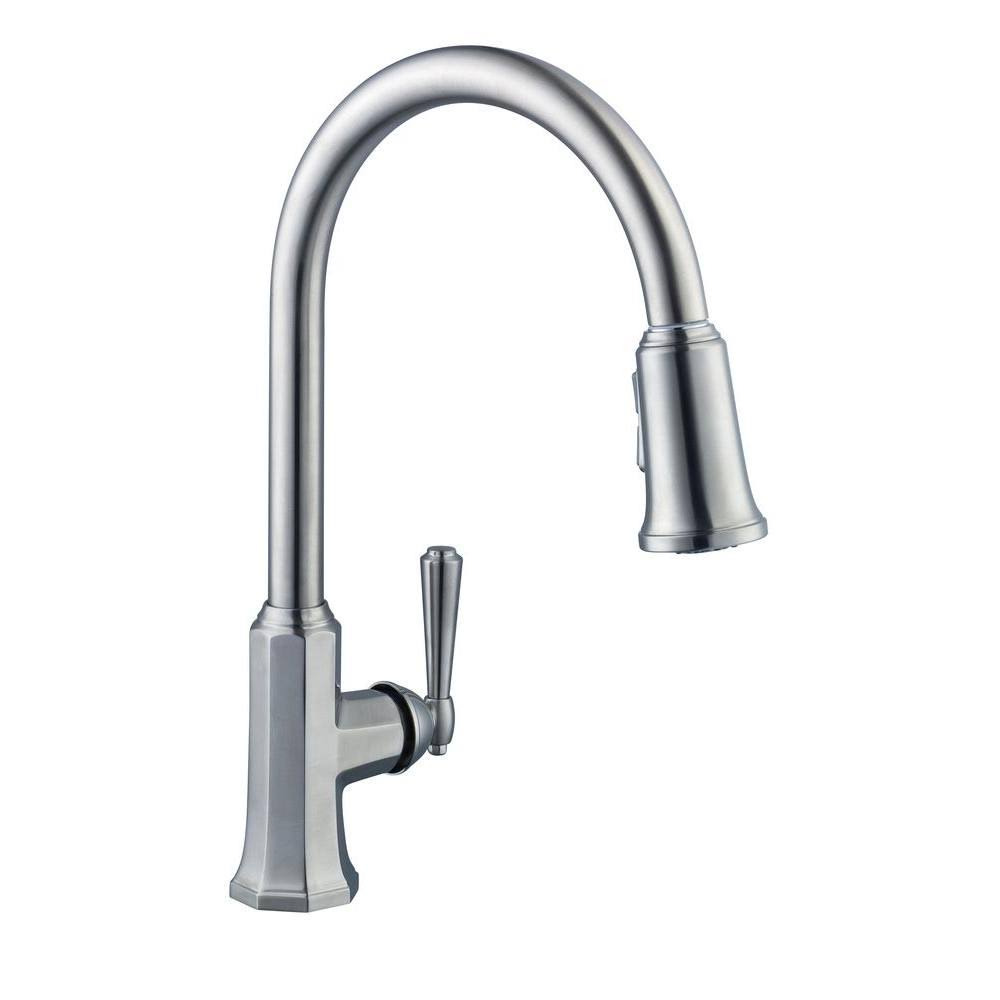 Single-Handle Pull-Down Sprayer Kitchen Faucet in Brushed Nickel P1200