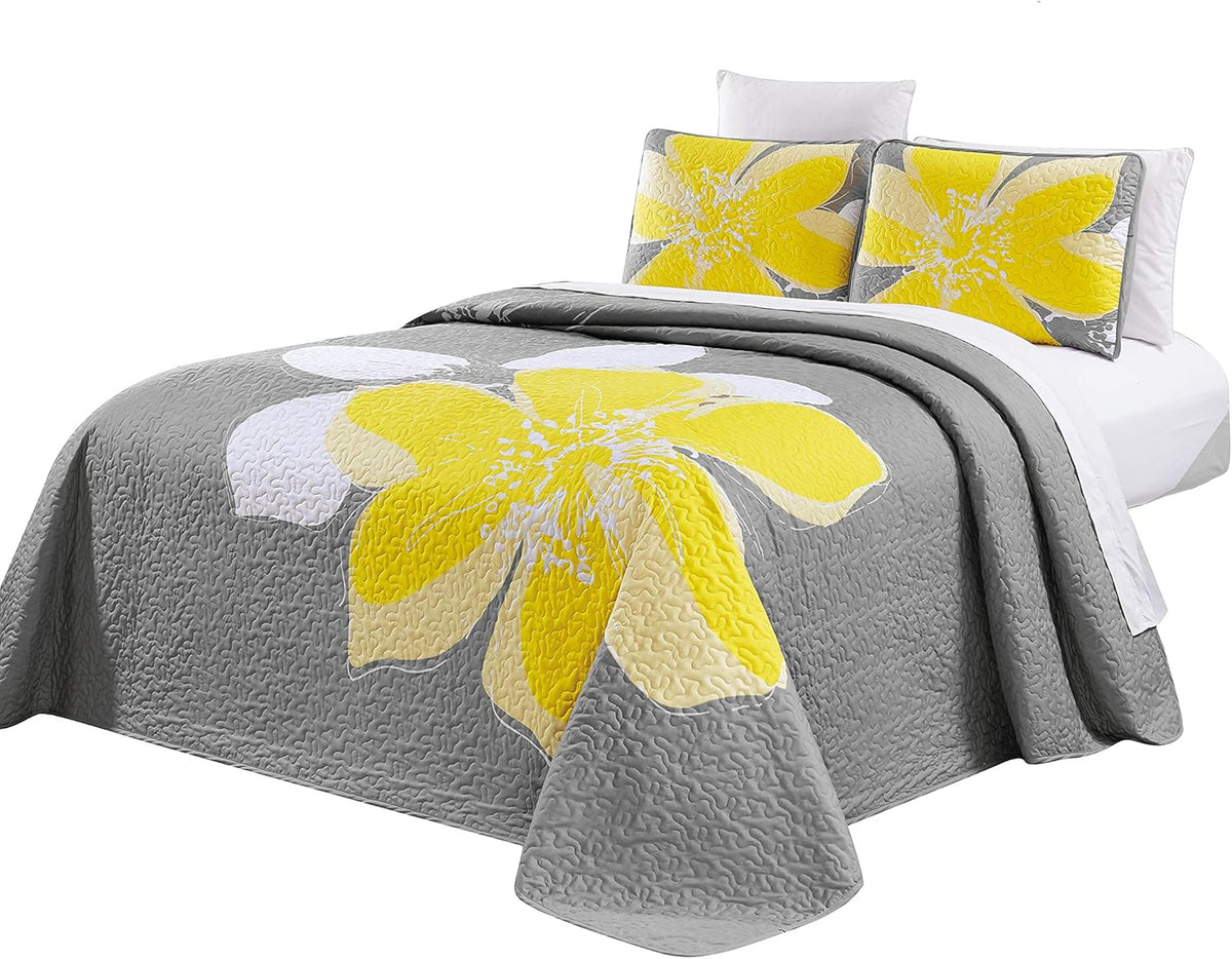 Oversize Reversible Quilt Set Cal King Size Bed Cover W1526
