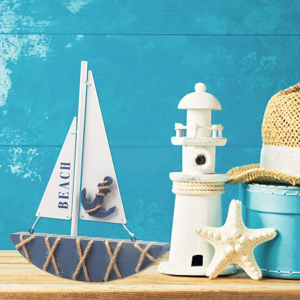 Wooden Sailboat Model Decoration 8.3 x 1.18 x 11 Inches M295728
