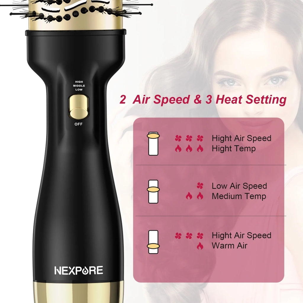 4 in 1 Hair Dryer Brush with Negative Ion Ceramic Titanium Barrel C806