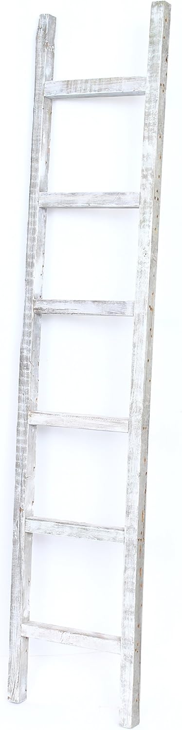 Rustic Farmhouse Decorative 6 ft Ladder Recycled Reclaimed Wood B99208