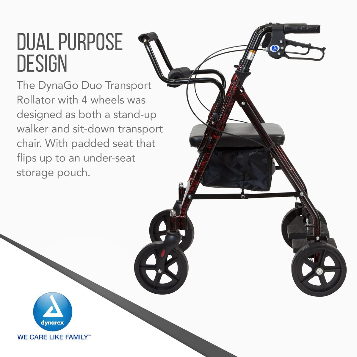 Red Frame 4 Wheel Rollator Z759