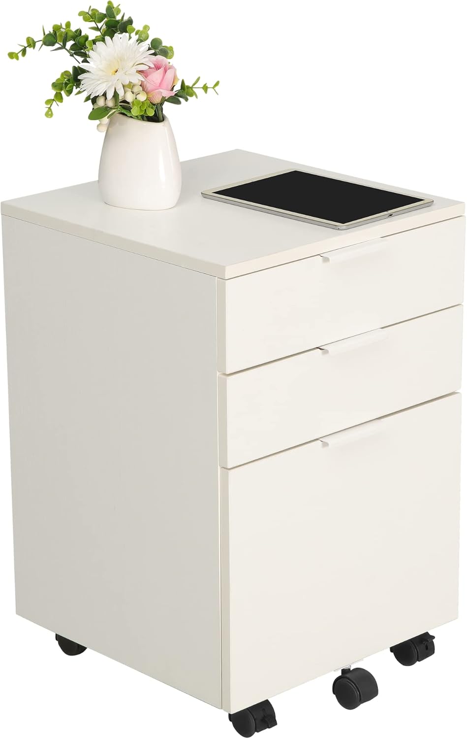 3 Drawer Rolling Wood File Cabinet with Locking Wheels H570