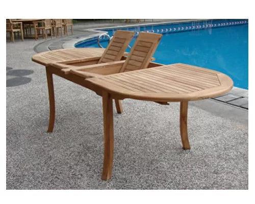 11 Pc Teak Dining Set with 118" Oval Table and 10 Stacking Arm Chairs R8885