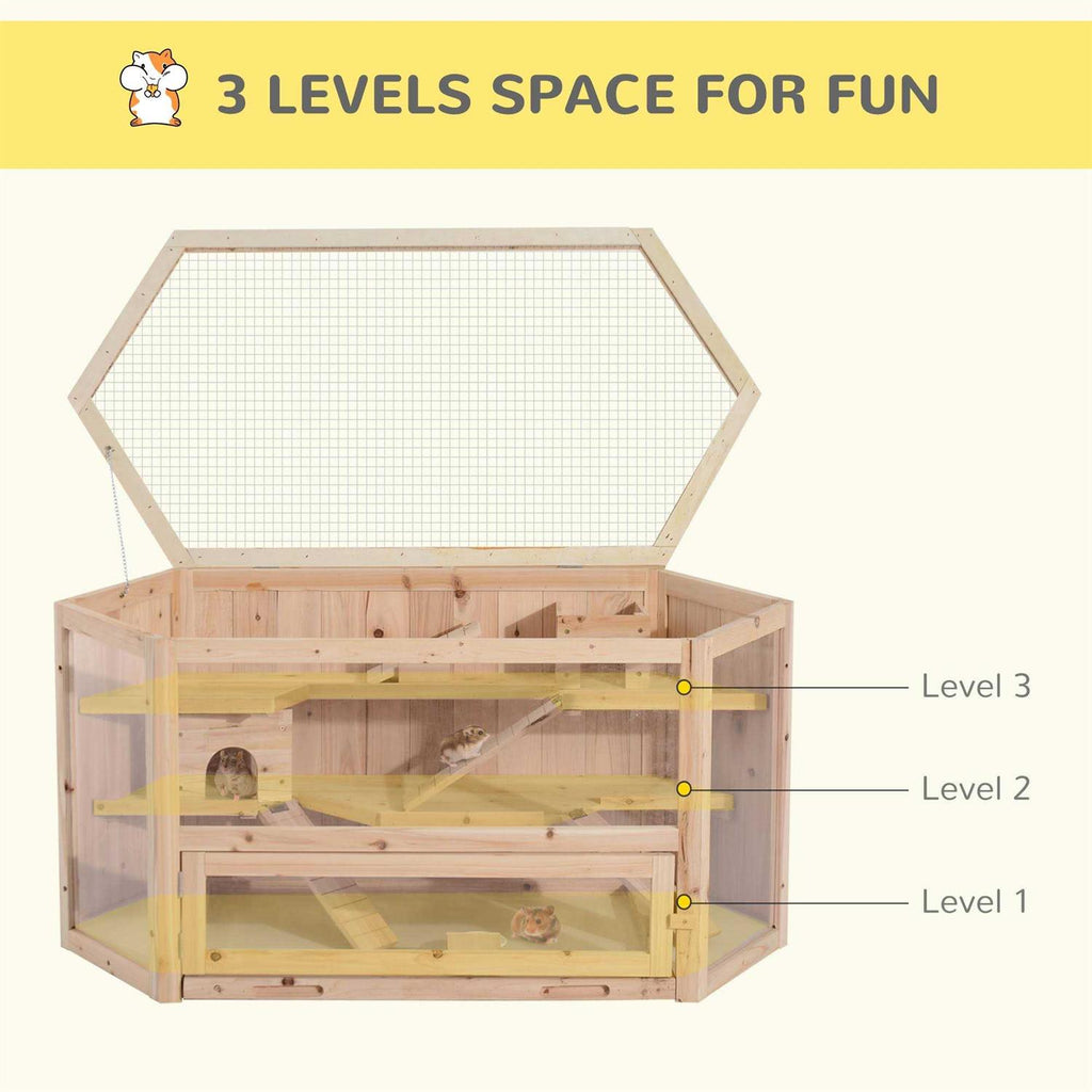 3 Tier Wooden Hamster Cage Small Animal House with Slide A729