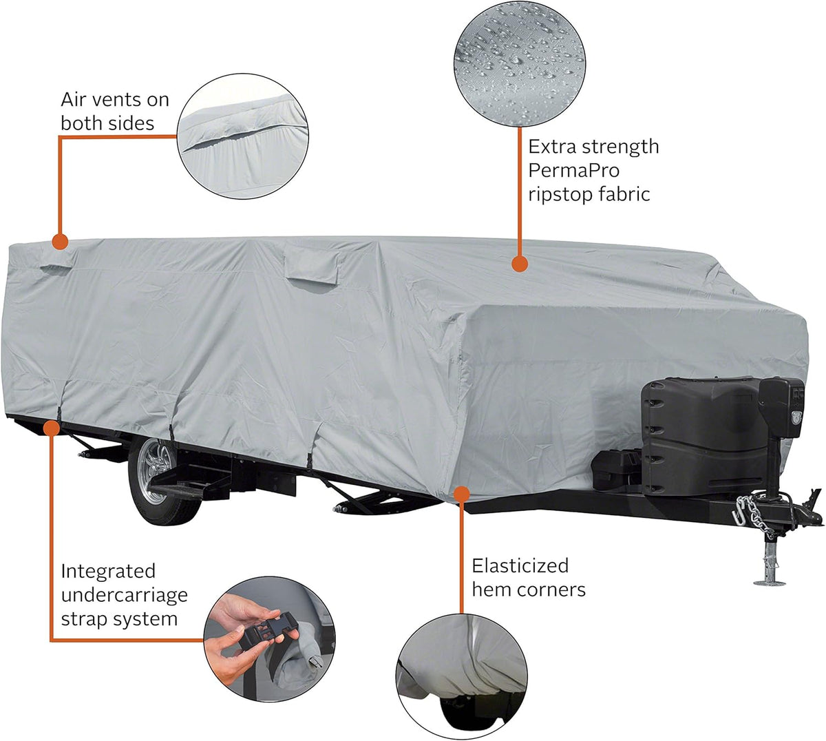 Folding Camping Trailer Cover, Fits 14' - 16'L Trailers N6873