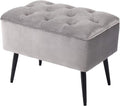 Grey Velvet Ottoman Foot Stool with Steel Legs H451179