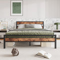 Queen Size Metal Platform Bed Frame with Headboard and Footboard F48544
