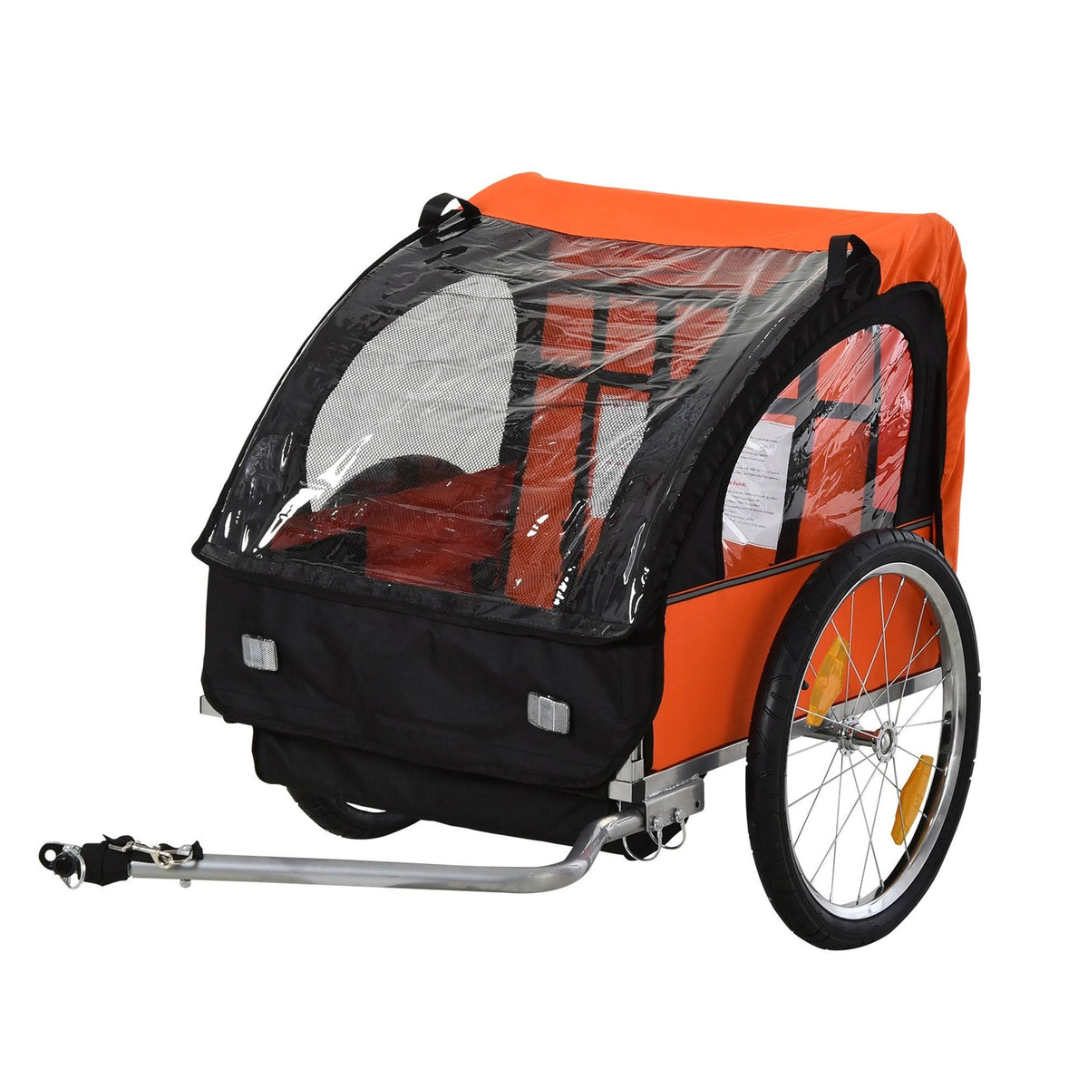 2-Seat Kids Bicycle Trailer with Steel Frame, 5-Point Safety Harnesses, Blue T98580