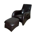Brown Leather Armchair with Ottoman S993872