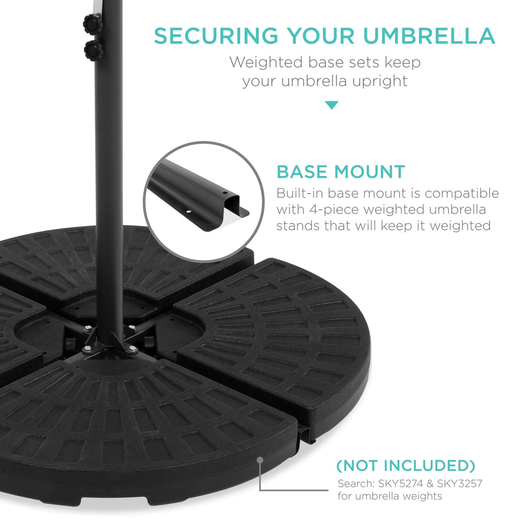 10ft Solar LED Offset Hanging Patio Umbrella F6486