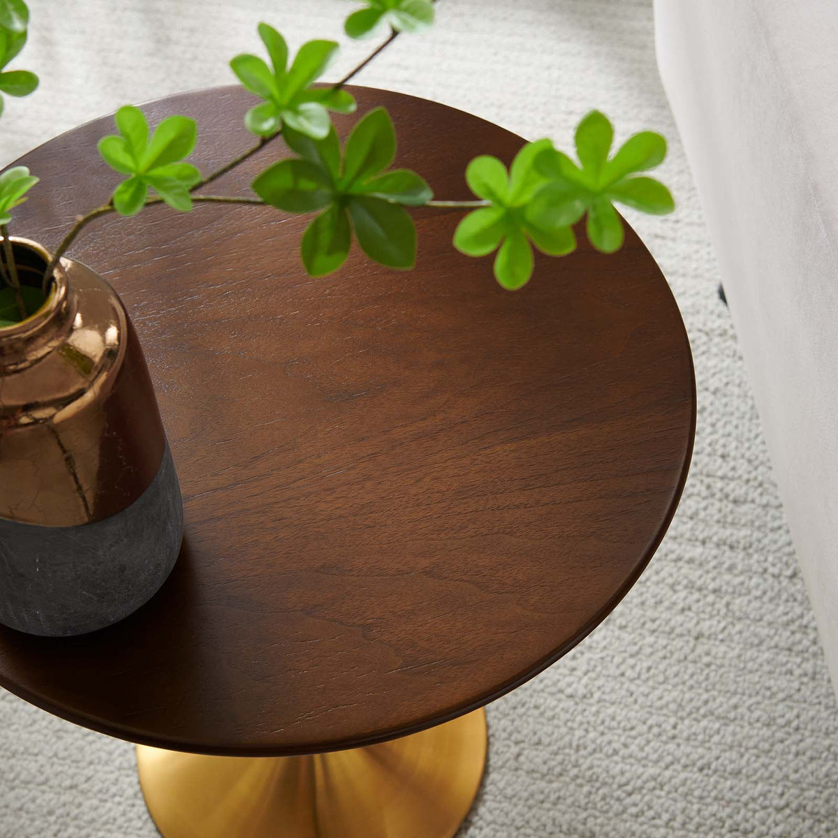 Round Wood Stainless Steel Side Table M8651