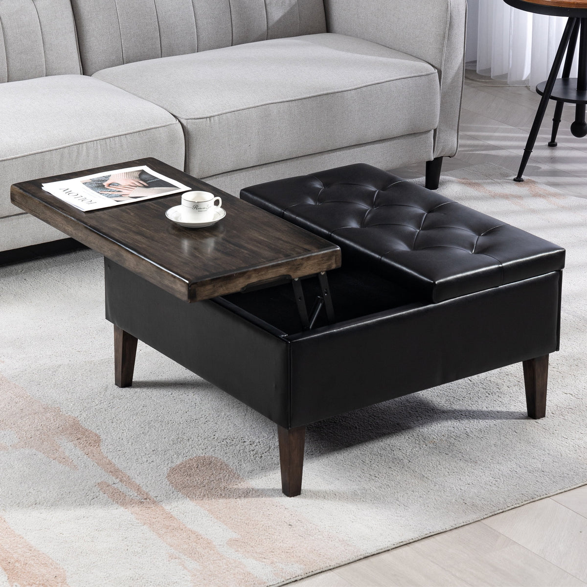 Black Square Storage Ottoman K5768