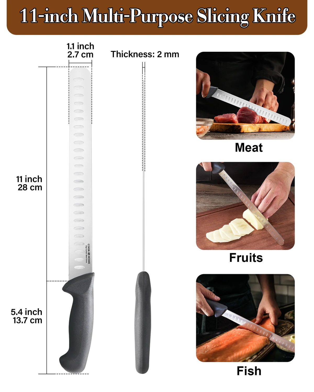 11-inch High Carbon Stainless Steel Slicing Carving Knife I906357