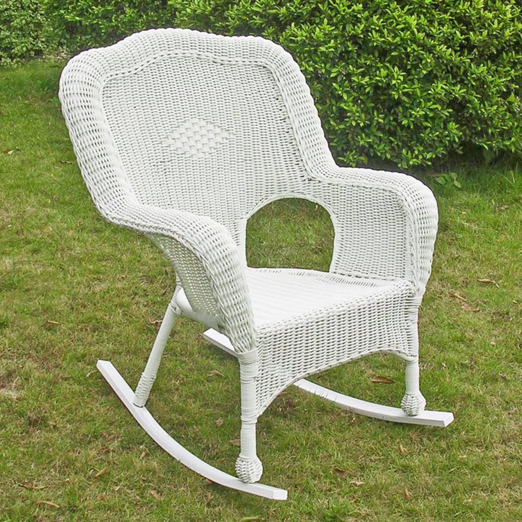 White Resin Wicker Rocker T713