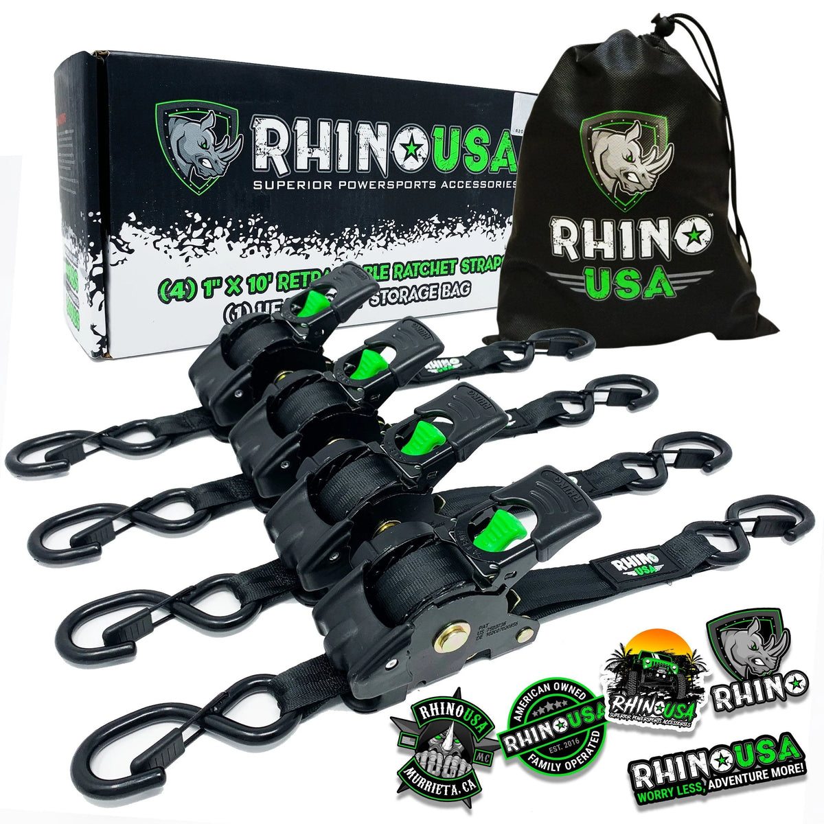2 x 10' Retractable Ratchet Straps 2-Pack M37237