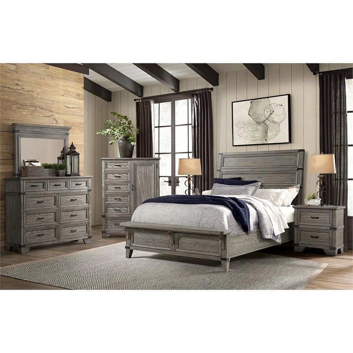 Steel Gray 2-Drawer Wood Nightstand J34390