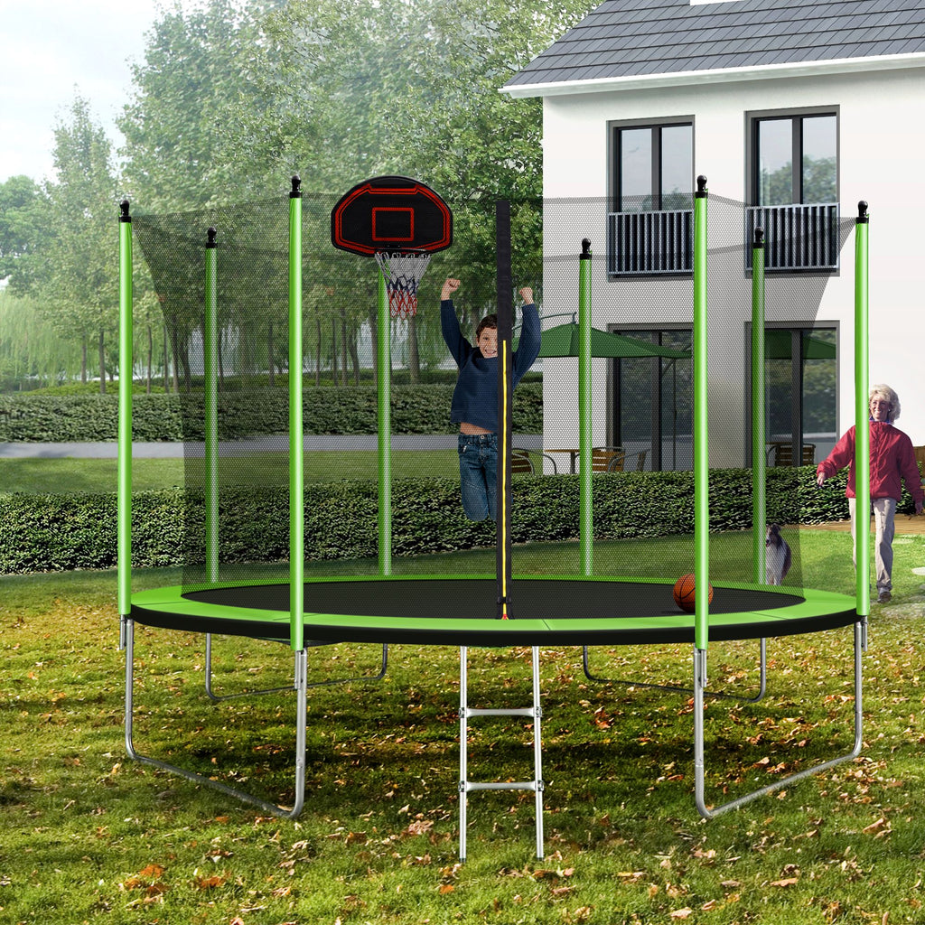 10FT Trampoline with Basketball Hoop and Ladder J2217