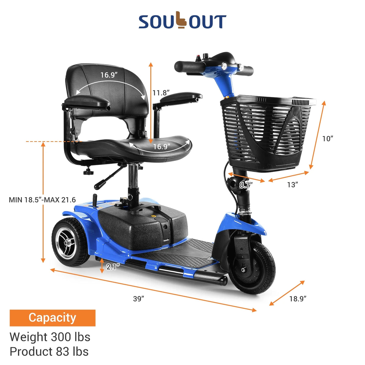 4 Wheels Portable Folding Power Mobility Scooter W5359