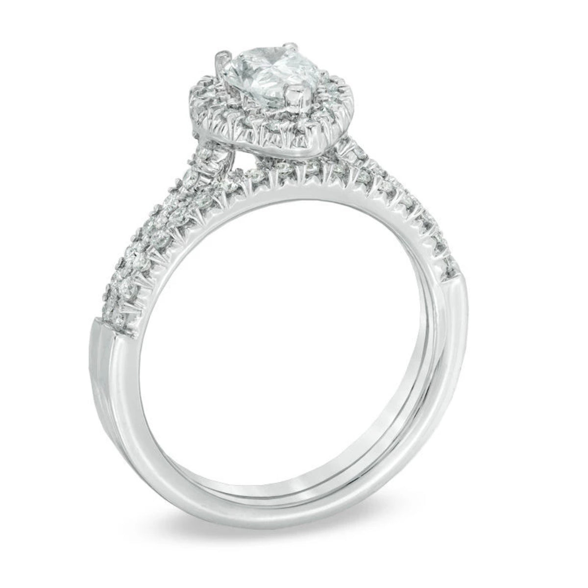 Pear-Shaped Diamond Bridal Engagement Ring in 14K White Gold M462