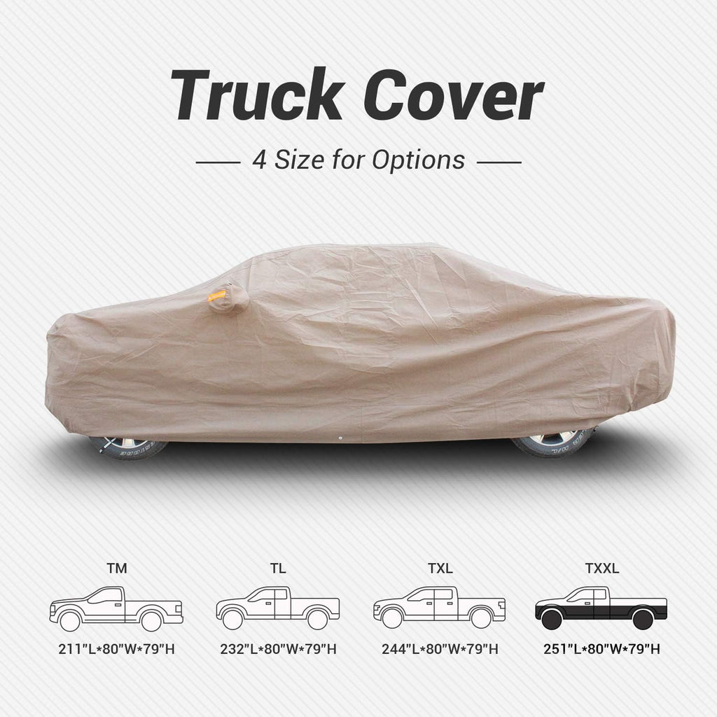 Full Size Truck Car Cover Waterproof Windproof with Straps Buckles Antenna Patch Pack of 2 R94989