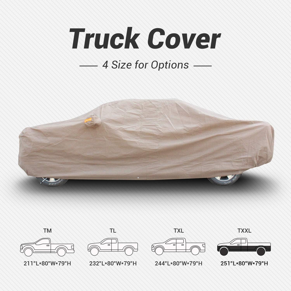 Full Size Truck Car Cover Waterproof Windproof with Straps Buckles Antenna Patch Pack of 2 R94989