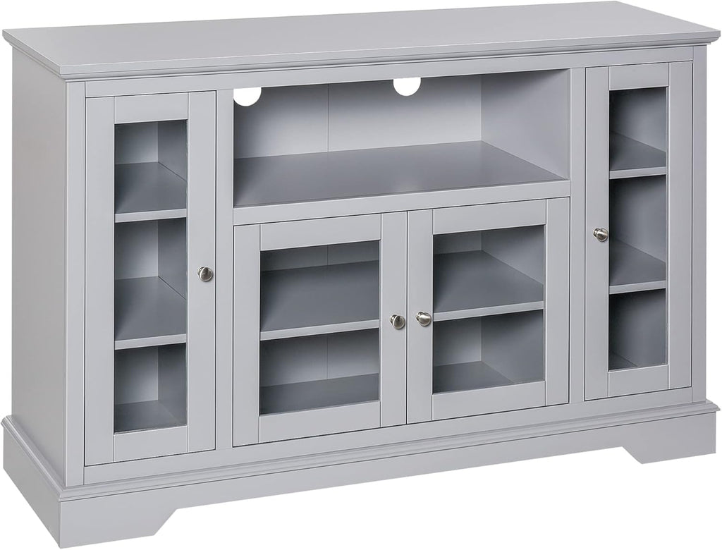 Grey Sideboard Console Table Storage Cabinet with Glass Doors Q226212
