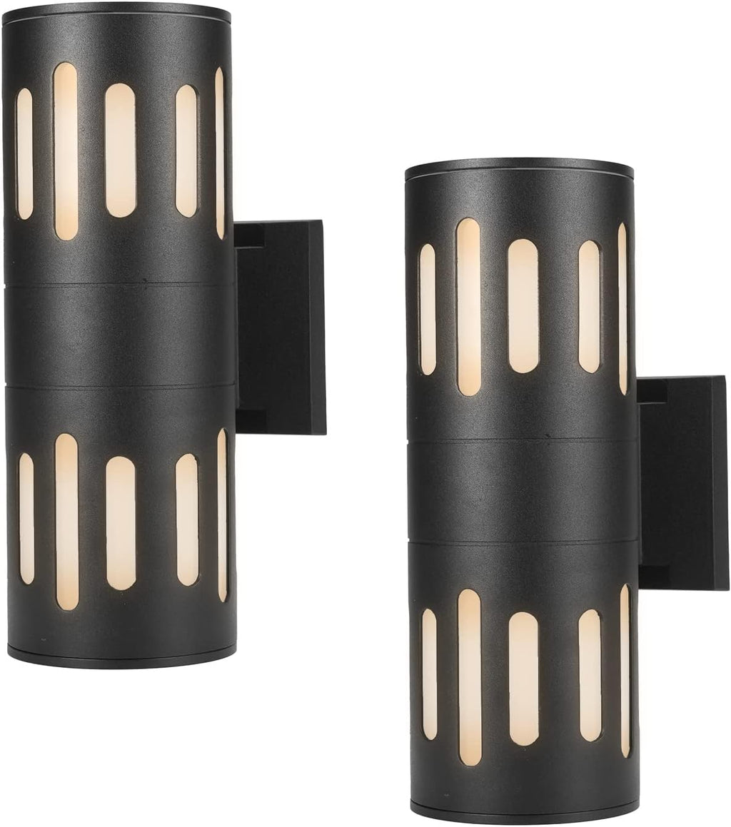Matte Black 2 Pack Die-cast Aluminum Outdoor Wall-Mounted Light with Tempered Glass R7040