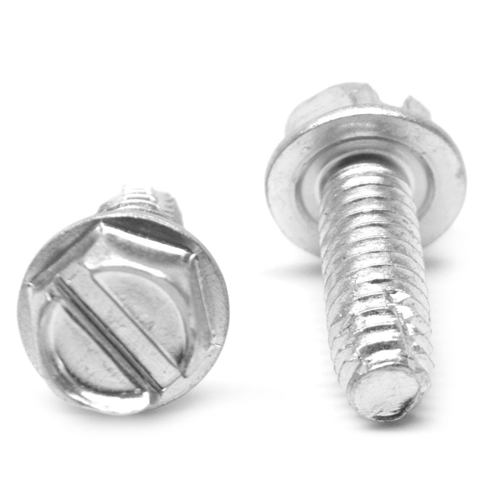 1/4-20 x 3/4 Coarse Thread Thread Cutting Screw Slotted Hex Washer Head Type F Low Carbon Steel Zinc Plated D9063