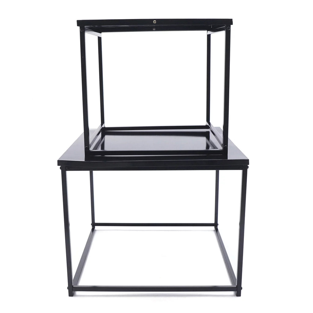 2 Pcs Black Metal Square End Table J210