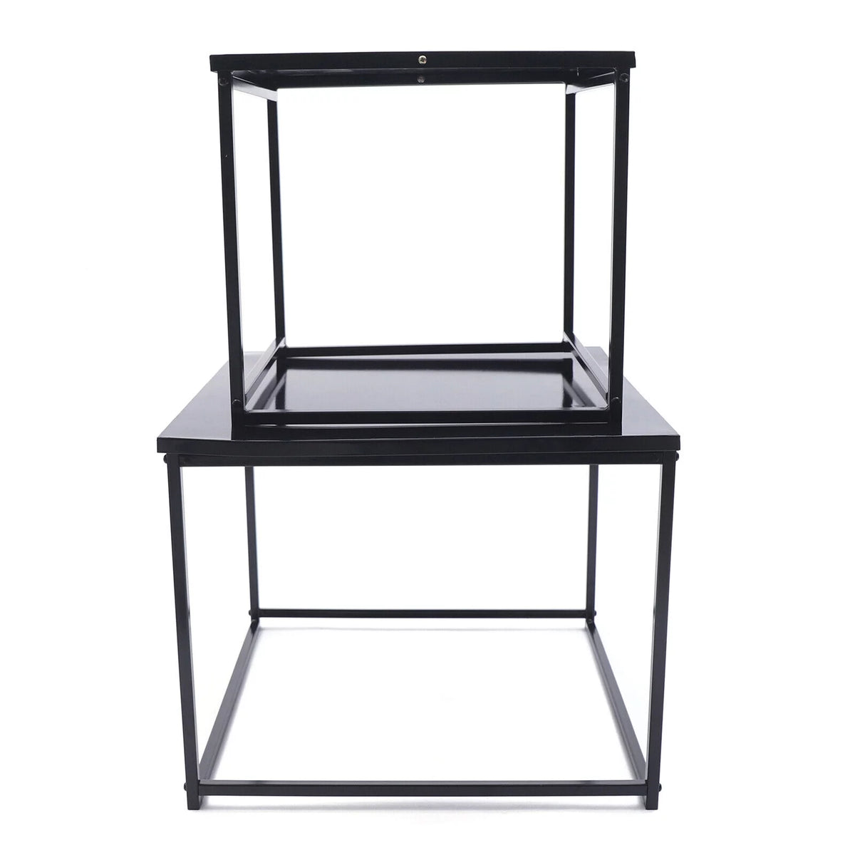 2 Pcs Black Metal Square End Table J210