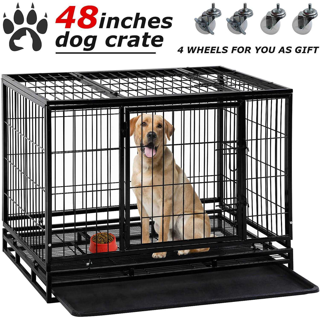 Heavy Duty Dog Crate with Plastic Tray Double Doors L227924