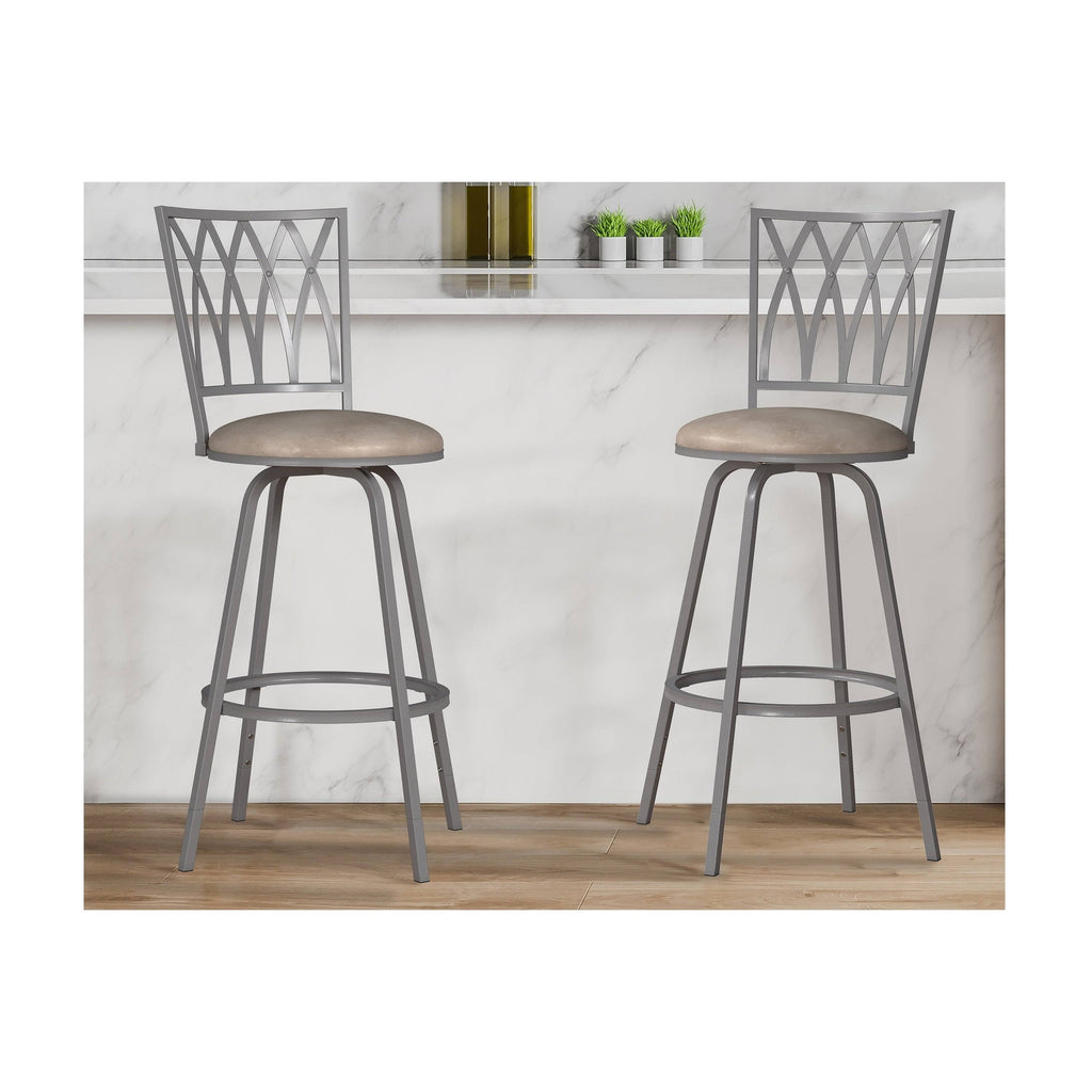 Silver Metal Swivel Adjustable Stool, Set of 2 P2342
