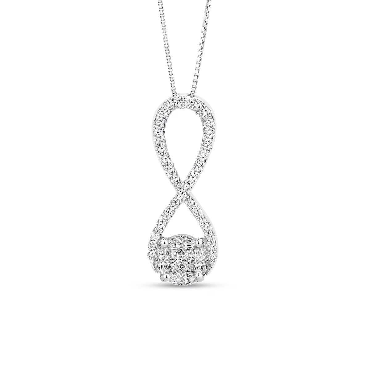 14K White Gold Composite Diamond Infinity Pendant H25604