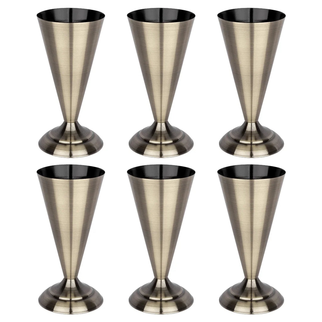 Antique Brass Metal Trumpet Vases Set of 6 P701585