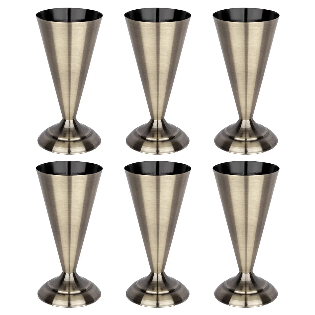 Antique Brass Metal Trumpet Vases Set of 6 P701585