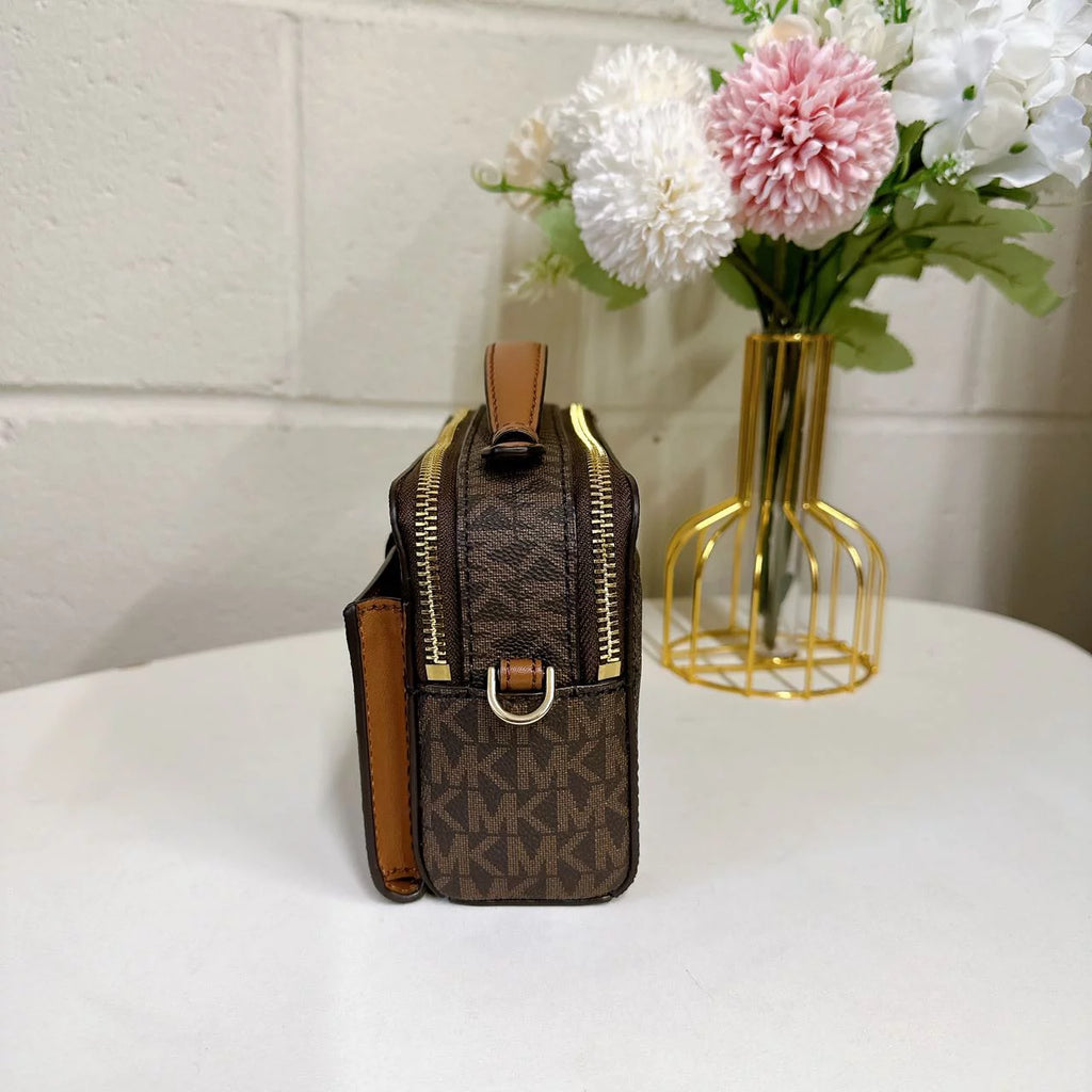 Brown Medium Double Zip Phone Crossbody Z209955