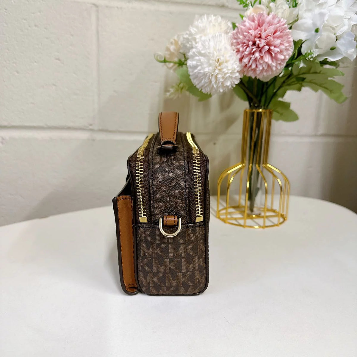 Brown Medium Double Zip Phone Crossbody Z209955