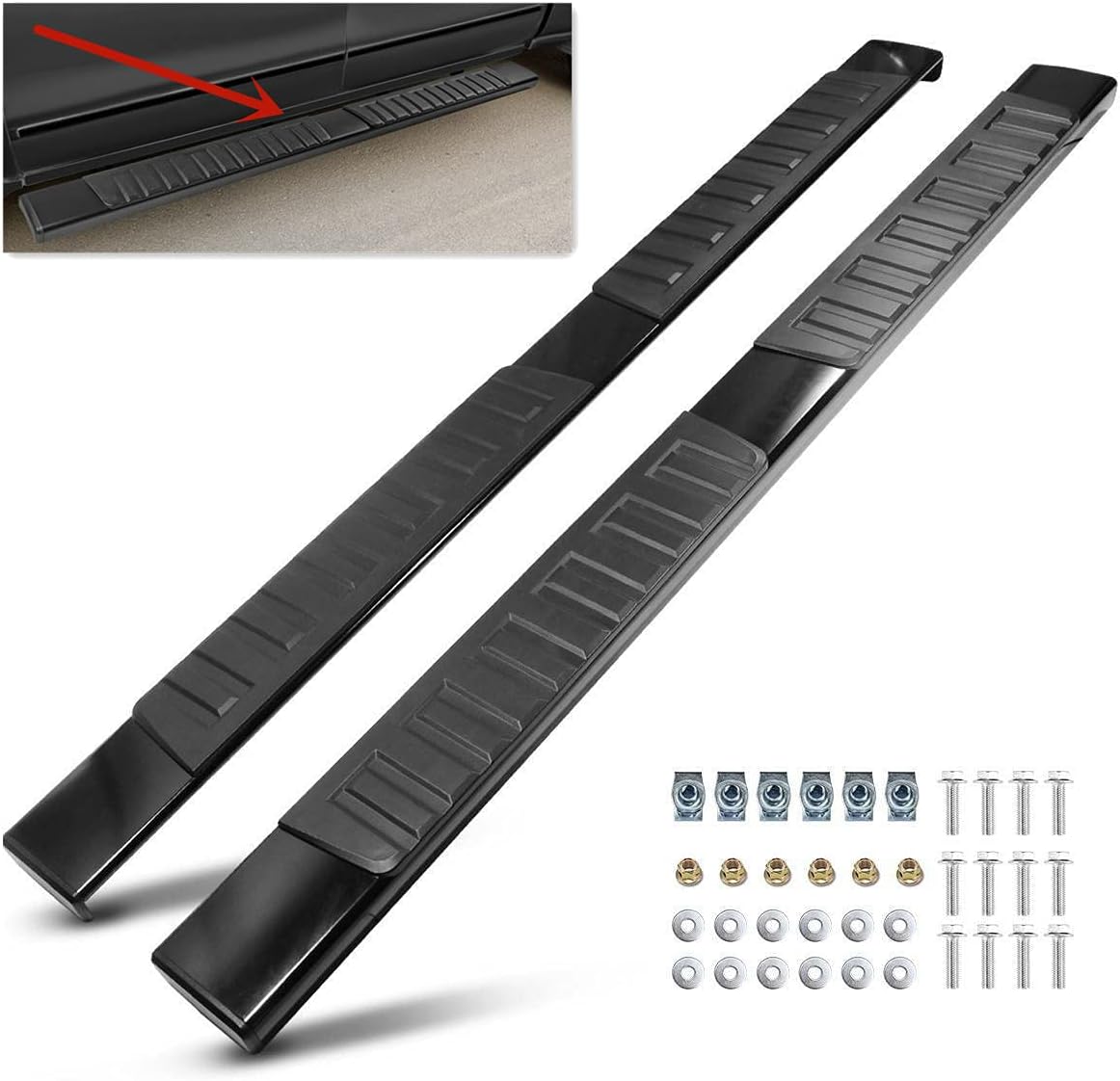 6 inch Textured Side Step Nerf Bars for Chevy Silverado GMC Sierra F851708