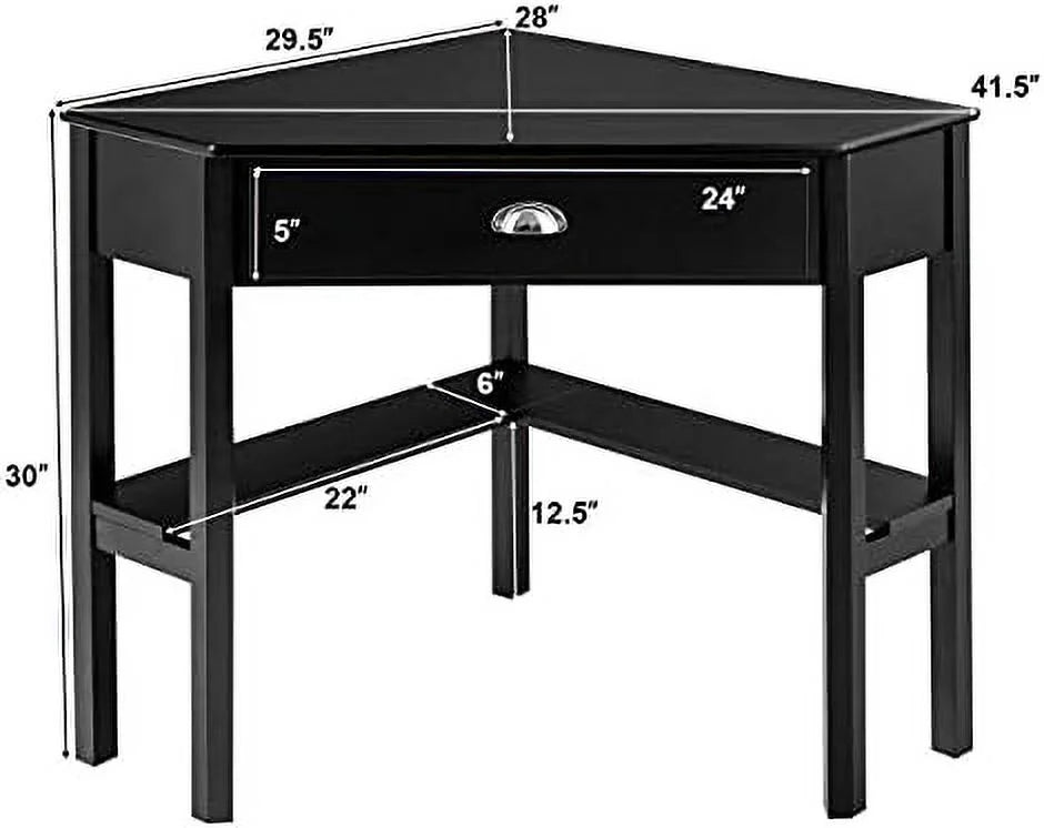 White Corner Desk with Drawer Shelves D37038